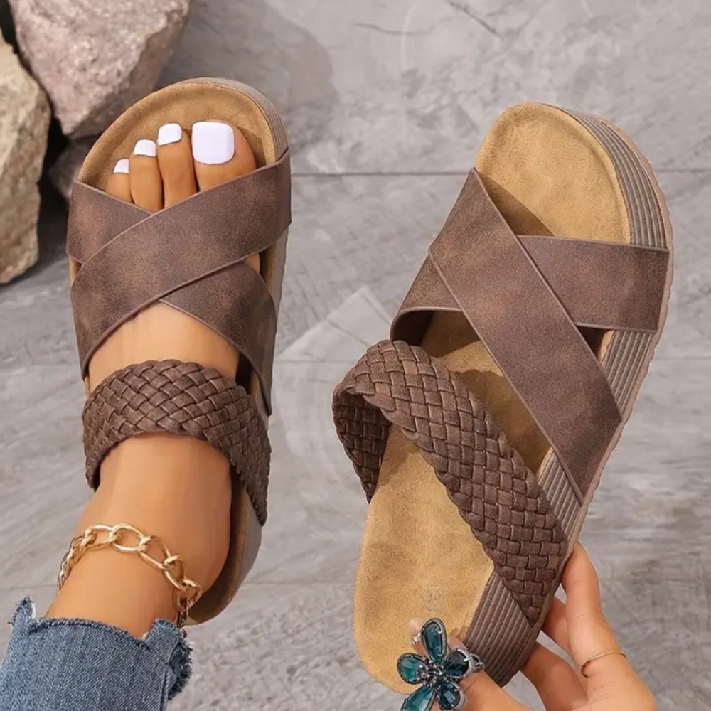 Women's Crisscross Platform Slide Sandals